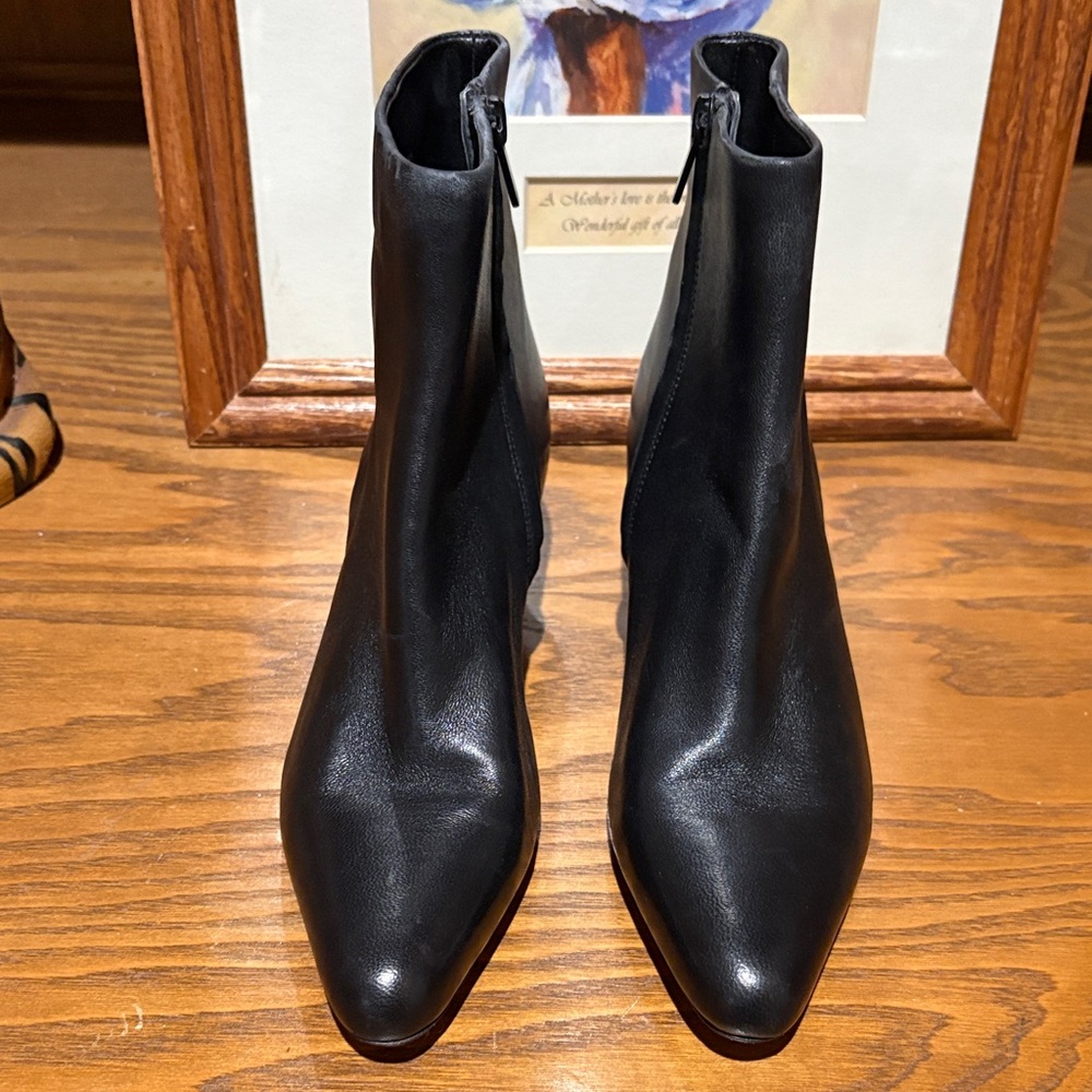 VINCE Black Kitten Heel Ankle Boots